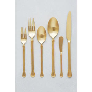 Golden Cutting Handle Luxury Hotel Wedding Restaurant Cutlery Set Stylish Handle <b>Gold</b> Polished Flatware Set - Product Image 4