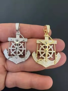 Pendentif croix ancre Jésus Christ pour homme en argent sterling massif 925 Moissanite véritable, finition or ou rhodium, testeur de diamants réussi - Product Image 2