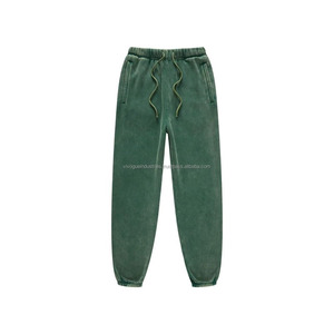 Pantalones de chándal Vintage transpirables ecológicos personalizados, pantalones para correr, forro polar de algodón, cordón elástico, lavado ácido, Unisex, alta calidad - Product Image 2