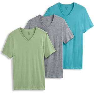 Venta al por mayor Texlera Mens V Neck T Shirts Algodón Color sólido Plain Blank Tee Tamaño regular Alta calidad Impresión de logotipo personalizado - Product Image 2