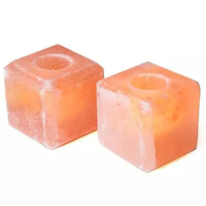 Porte-bougie en sel de l'Himalaya, porte-bougie en fer forgé en sel de l'Himalaya, porte-bougie artisanal en sel, fabricant et grossiste du Pakistan - Product Image 1