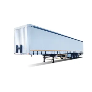 3 Axle Transport 40 Ton Dry Van Truck 40ft PVC Curtain Side Open Semi Trailer