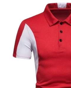 Camiseta Polo Personalizada para Hombre, Panel en Contraste Rojo y Blanco, Manga Corta, Camiseta de Golf, Algodón Transpirable, Ropa Casual, OEM Personalizado - Product Image 3