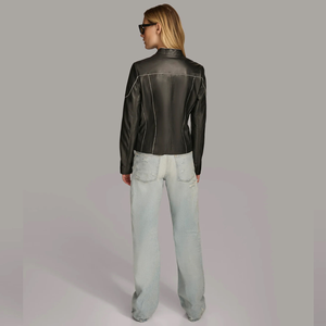 Women Leather Jacket Slim Fit Fashion Outerwear Premium Genuine Leather Stylish Ladies Zip Up Casual Wear OEM ODM <b>Manufacturer</b> - Product Image 3