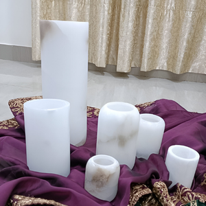 Tarro de vela de alabastro Natural de calidad superior Colección de diseñador de acabado de lujo Aspecto contemporáneo Artesanía fina Movimiento rápido - Product Image 6