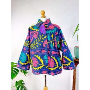 Veste brodée de Bohème colorée pour femmes Manteau ethnique de style Suzani multicolore Boutique de vêtements d'extérieur faits à la main - Product Image 1