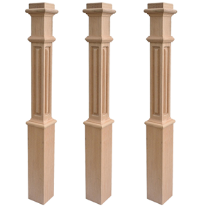 Caja de álamo imprimada Newels Elegante Fácil instalación con piezas de escalera de álamo de madera natural para cualquier escalera Bacony - Product Image 1