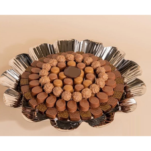 Bandeja de servicio de chocolate de metal dorado de diseño exclusivo Bandeja de presentación de servicio de chocolate para fiestas y otros eventos Uso - Product Image 2