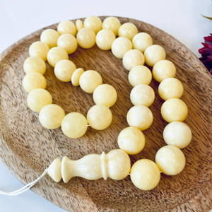 ลูกประคำอำพันขาวธรรมชาติ, ลูกประคำอำพันขาวสำหรับชาวมุสลิม, ขนาดเม็ด 14 มม. - Product Image 1