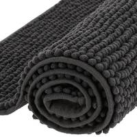 Tapis de salle de bain en microfibre gris foncé Standard Plus, antidérapant, séchage rapide, lavable, 60x50 cm, pour la maison et l'hôtel