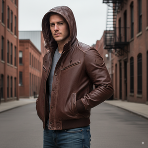 Genuine Leather hoodie for men / Hooded Leather Jackets for Men and Women <b>in</b> Premium Quality | Jacket With Hood - Product Image 3