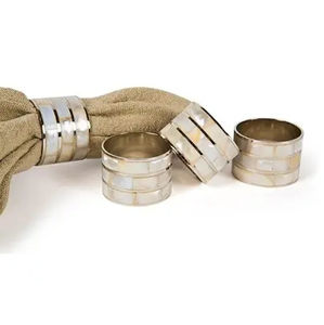 Anillos de Servilleta de Latón con Madreperla Hechos a Mano, Ecológicos, Estilo Americano, para Decoración de Bodas y Fiestas - Product Image 1