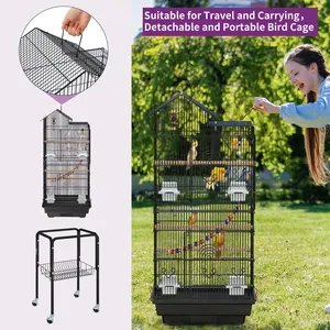 Large Size Black Metal Wire Bird Cage With Ring High Quality <b>Decorative</b> Wholesale Customized Metal Bird Cage for Garden <b>Decor</b> - Product Image 5