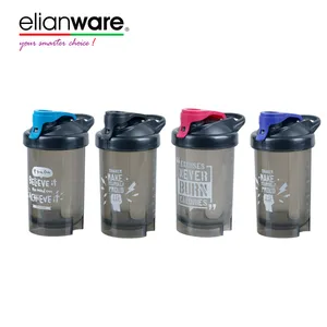 Elianware botol pengaduk Protein portabel, botol air Mixer Protein ukuran standar dengan bola pencampur