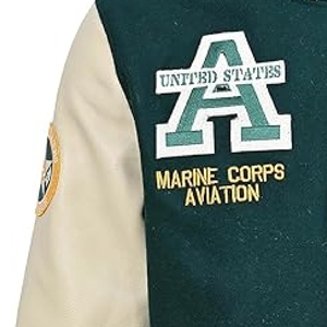 Venta al por mayor de lujo de cuero verde manga Letterman Varsity chaqueta para hombres y mujeres ropa de calle de invierno - Product Image 6