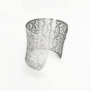 Brazalete ancho de diseñador floral moderno de latón puro 100% hecho a mano, brazalete ajustable, regalo para mamá de MS Handicraft - Product Image 5