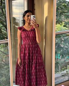 Tenue de fête d'hiver Belle robe spéciale d'été en coton à imprimé Ikkat - Product Image 4