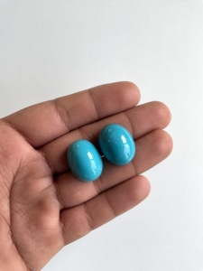 51.26 carats Turquoise Arizona Cabochons 2 pièces paire de qualité supérieure pour la fabrication de bijoux fins pierres précieuses naturelles - Product Image 5