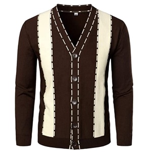 Top qualité haute qualité en gros hommes pull col en v à manches longues bouton Cardigan épais tricots pour l'automne et l'hiver Premium - Product Image 3