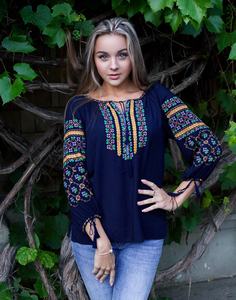 Venta al por mayor 2023 blusas casuales de las mujeres cuello bordado algodón cáñamo estilo étnico Vintage Simple para primavera otoño para fiestas - Product Image 1