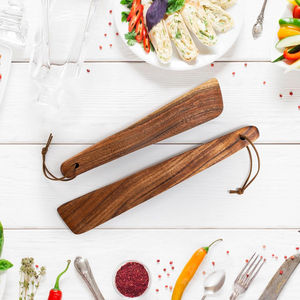 4 <b>Pack</b> Teak Wood Spatula Wooden Cooking Utensil Set for Flipping and Turning - Product Image 3