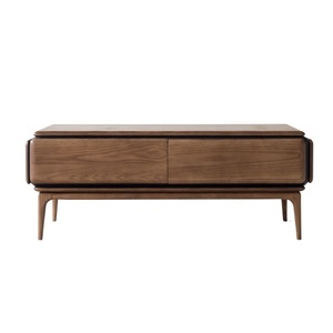 Table basse contemporaine en teck avec tiroirs de rangement au design moderne et style minimaliste pour le mobilier de salon - Product Image 2
