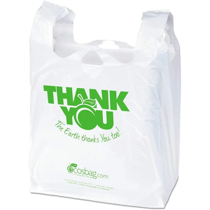 Vente en gros de fabricant T-shirt biodégradable transparent personnalisé sac de t-shirt en plastique sac de t-shirt d'épicerie - Product Image 1