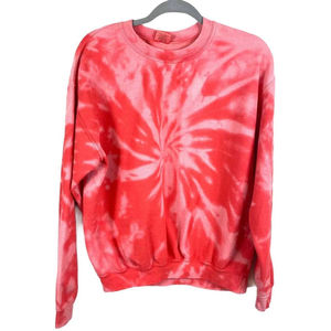 Venta al por mayor personalizado rojo Tie-Dye impreso mujeres XS tamaño sudaderas nueva moda PULLOVER Logo corte corto invierno hecho Jersey tela - Product Image 2