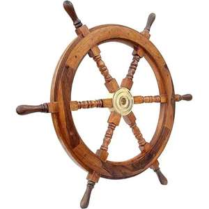 Roue de bateau en bois pour décoration murale Design moderne Produit de qualité supérieure en forme de rond de l'exportateur indien - Product Image 5