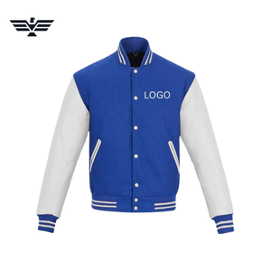 Veste de baseball universitaire classique bleu marine à col montant pour homme, modèle 2025, avec bande en cuir blanc, pour l'hiver - Product Image 5