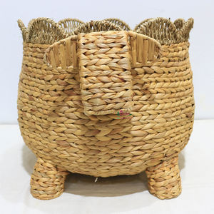 Panier de rangement tissé à la main en forme d'animal décoratif écologique motifs floraux de jacinthe d'eau brodés uniques Style Dong Thap - Product Image 5