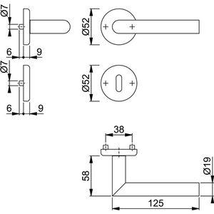 Ensemble de rosettes Utrecht E1444Z/17KV/17KVS en acier inoxydable F69 rondes OB DIN Gauche/Droite D/D HOPPE pour supports de porte - Product Image 3