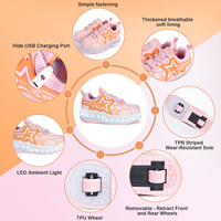 Chaussures à roulettes pour filles et enfants, à LED, réglables, avec deux petits roulettes, chaussures à roulettes