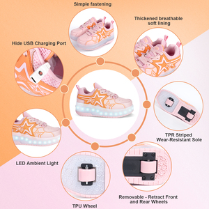 LED調節可能点滅式小型ローラースケートシューズ 女の子用 キッズローラースケートシューズ - Product Image 5