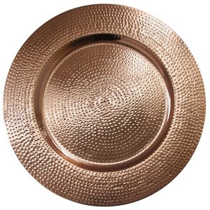 Plaque de chargeur décorative en acier inoxydable plaquée or faite à la main avec bordure de créateur Table de mariage assiette de chargeur de service de nourriture - Product Image 5