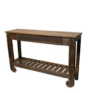 Vintage Handmade <b>Console</b> Solid Wood Artisan Furniture with <b>Rustic</b> Contemporary Classic Design for Living Room Entry Villa - Product Image 2