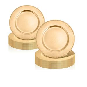 Assiette de chargeur en métal doré au design élégant organisée pour l'affichage de mariage vaisselle décorative sous assiette assiette assiette de chargeur de dessert royal - Product Image 3