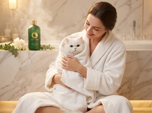 Shampoo pour chat à poils longs VELVETPAW Premium & Shampooing + Après-shampoing 2-en-1 Extrait de camomille Formule soie Pour chats persans et Maine Coon - Product Image 4