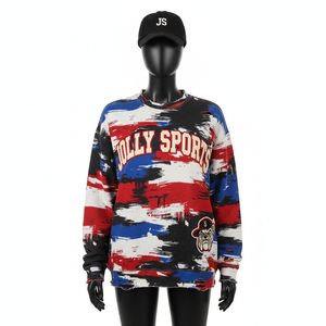 <b>Women</b> Sublimation <b>Sweatshirt</b> Premium Polyester Fleece 280GSM Soft Fabric <b>Red</b> Blue Print Custom Logo <b>Women</b> Sublimation <b>Sweatshirt</b> - Product Image 1