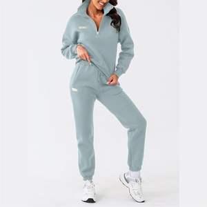 Ensemble de survêtement décontracté d'hiver pour femmes, veste et pantalon en polyester léger coupe-vent avec option de logo personnalisé - Product Image 3