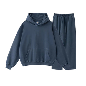 Bordado acampanado Personalizar Lavado ácido Sudadera con capucha y pantalones de chándal Conjunto de gran tamaño Baggy Custom Sweatsuits Chándales Pantalones de chándal acampanados - Product Image 5