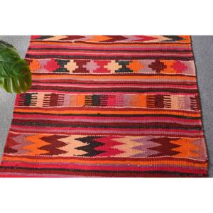 Alfombra de área grande Kilim naranja rojo 3,3 X 9.9ft tejido plano lana turca con respaldo de látex para pasillo habitación pila de felpa rectangular - Product Image 5