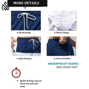 Short de bain léger à séchage rapide pour homme avec cordon de serrage Maillot de sport en maille imprimé écologique Motif solide et imperméable - Product Image 4