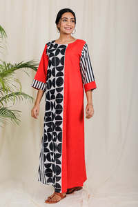 Summer Different Print for Women Boho <b>Three</b> Quarter Sleeve V-Neck Floor Length Long Maxi Party Dress - Product Image 2