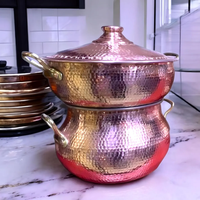 Couscoussier Marocain en Cuivre Martelé Fait Main, Traditionnellement Artisanal, NOUVEAU, Disponible en OEM, Ensemble de Cuisson de 10 Pièces