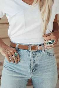 เข็มขัดหนังแท้จากปากีสถานพร้อมหัวเข็มขัดเหล็กแฟชั่นดีไซน์ตามสั่ง - Product Image 4