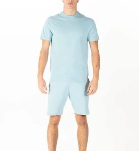 Ensemble de t-shirts et shorts coupe ajustée en coton peigné à séchage rapide pour hommes Twinset avec col rond manches courtes pour l'été solide et léger - Product Image 6