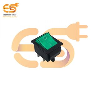 60080GO KCD4 16A 250V AC Indicateur d'interrupteur à bascule DPDT en plastique robuste Couleur verte 4 broches pour les applications à courant élevé - Product Image 4