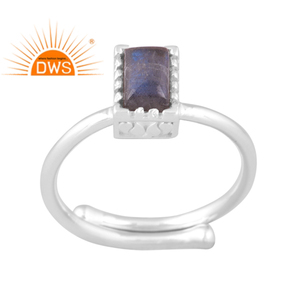 Best Quality Fine Sterling Silver Natural <b>Labradorite</b> Gemstone Stackable <b>Ring</b> Custom Jewelry Manufacturer - Product Image 1