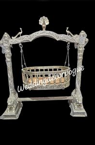Classic Silver Decorative Peacock <b>Swing</b> for Home Garden Balcony Wedding Display Decor - Product Image 5